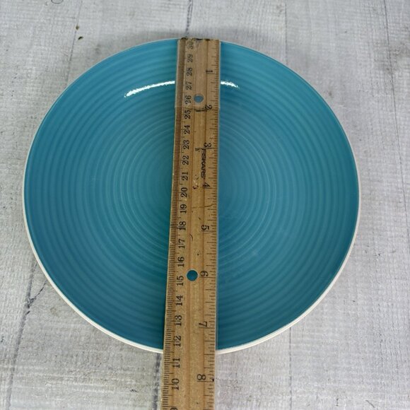 Dover & York DYO1 CIRCLES Rings Swirl Aqua Stoneware Coupe Salad Plates Set of 3 - Picture 9 of 16